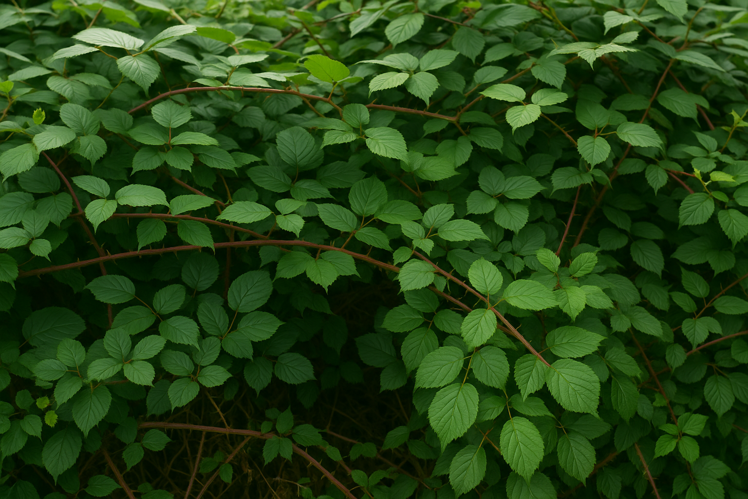 Dense bramble thicket needing clearance
