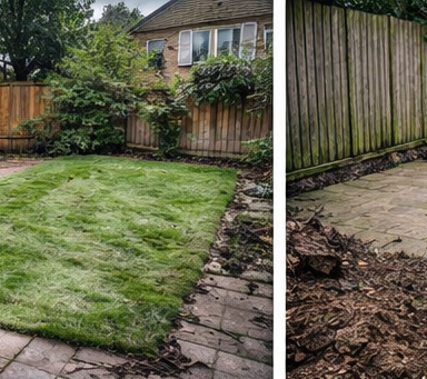 Topsoil, turf and fence reinstatement completed as part of the same contract. Restored lawn and repaired boundary fence after complete bamboo eradication